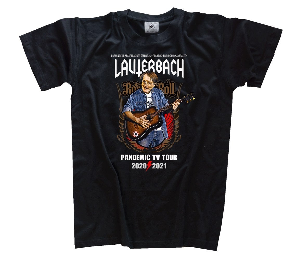 Lauterbach – Pandemic TV-Tour Panikpriester VOLLFARB als T-Shirt, Girlie, Longsleeve, Sweatshirt oder Kapuzenpulli - €19,99 – €38,99