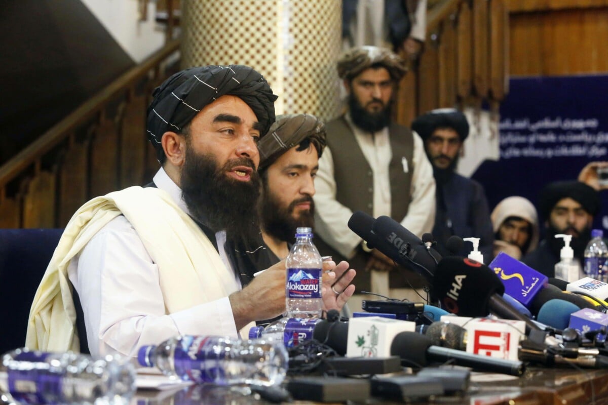 Kreidefresser für westliche Kameras: Gestrige Taliban-Pressekonferenz in Kabul (Foto:Imago/KyodoNews)